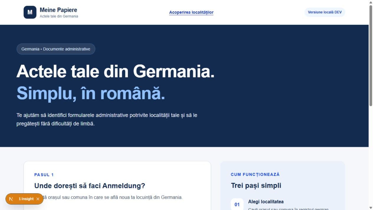 Pagina de început Meine Papiere