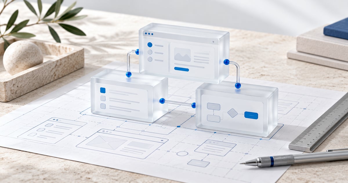 Module conectate și un plan de lucru pentru o aplicație web personalizată.